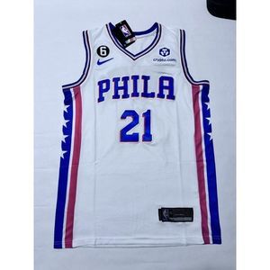 Joel Embiid #21 - Philadelphia 76ers - White Jersey Size L Authentic Stiched